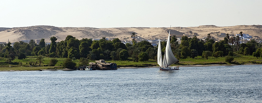 Lower reaches of the Nile River in Egypt