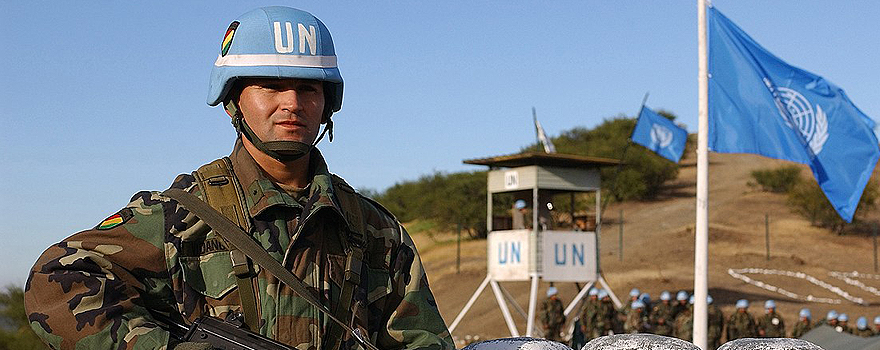 Bolivian soldier in training exercises for UN peacekeeping missions, 2002 [Wikipedia].