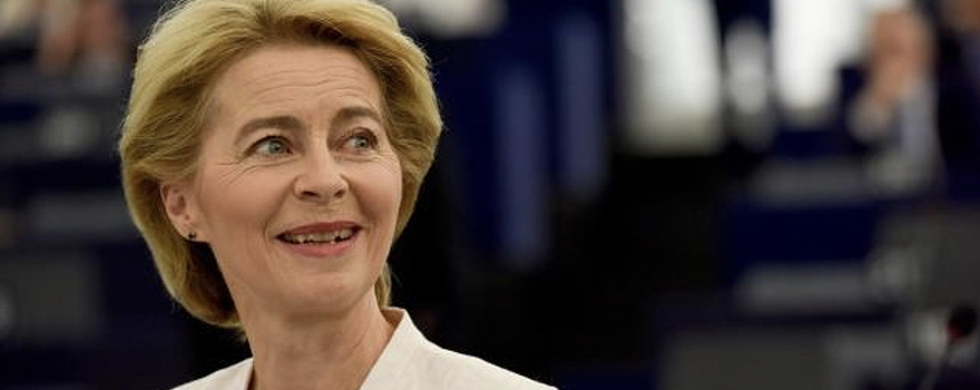 Ursula von der Leyen at the plenary session of the European Parliament where she defended her candidacy [European Commission].