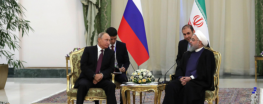 Presidents Putin and Rouhani during a meeting in Tehran, in September 2018 [Wikipedia].