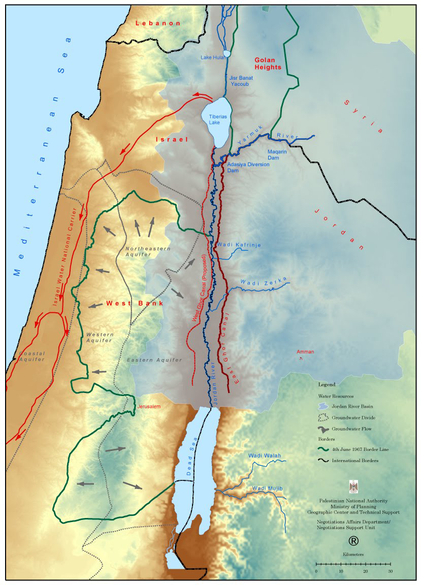 Map of the Jordan River Basin [Palestinian Authority].