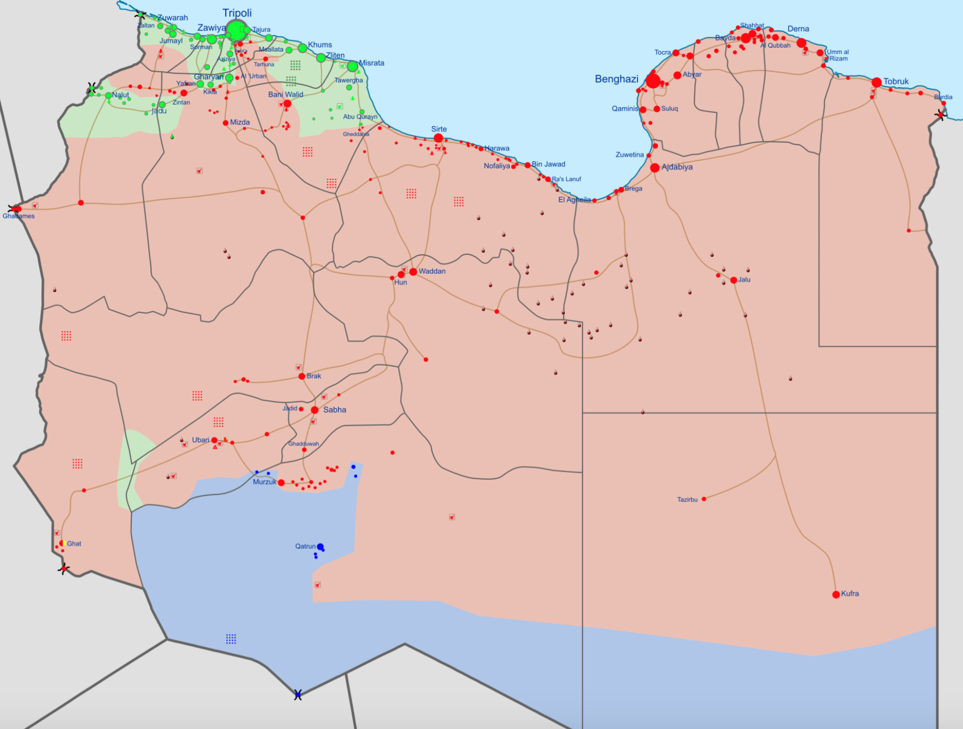 Correlation of forces in the Libyan civil war, February 2016 [Wikipedia].