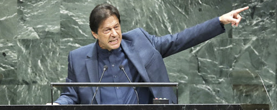 Prime Minister Imran Kahn, at the United Nations General Assembly, in 2019 [UN].