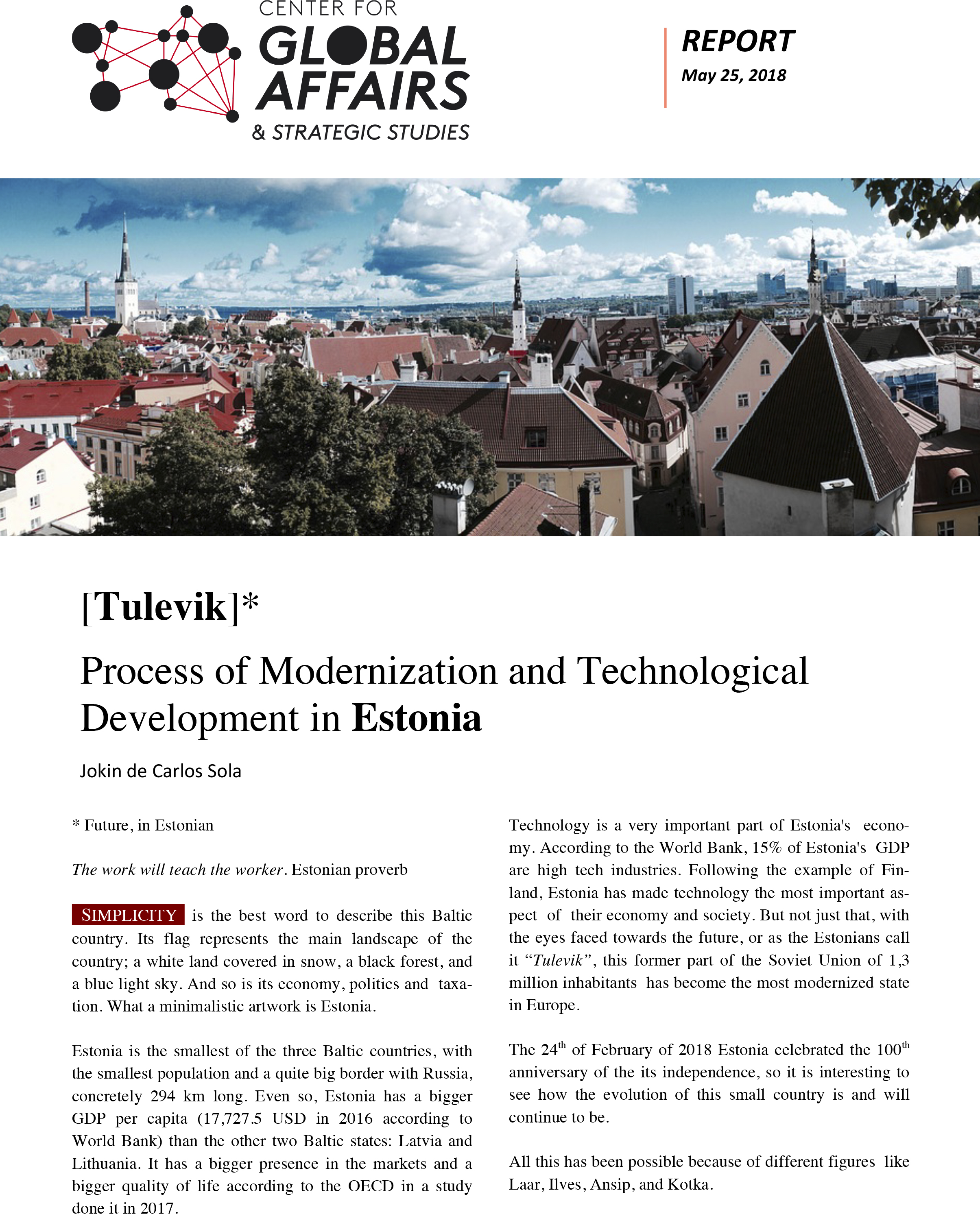 Process of Modernization and Technological Development in Estonia