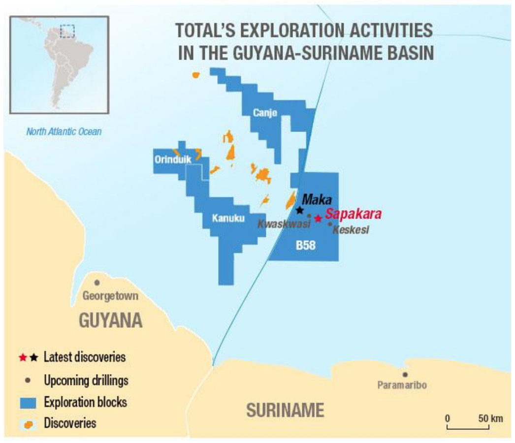 Total's operations in Surinamese and Guyanese waters [Total].