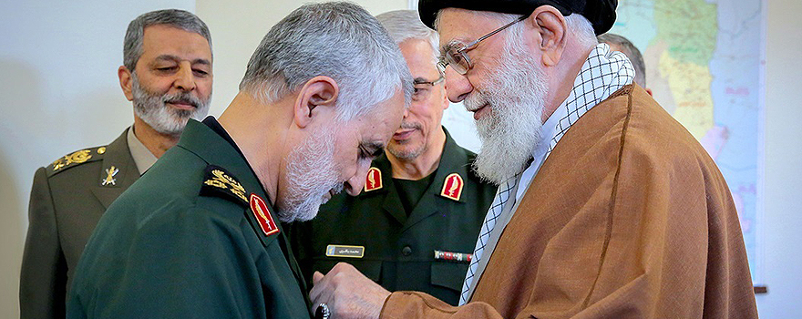Qasem Soleimani receives an award from Iranian Supreme Leader Ali Khamenei in early 2019 [Khamenei's office].