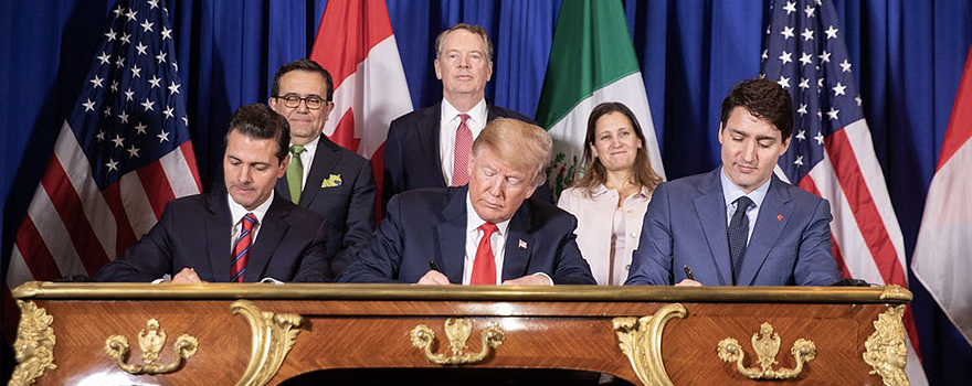 signature of the U.S.-Mexico-Canada free trade agreement at framework of the G-20 in November 2018 [Shealah Craighead-White House].
