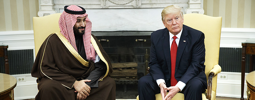 Crown Prince Mohammad bin Salman and President Donald Trump during a meeting in Washington in 2017 [White House].