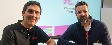 On the left, Roberto Cabezas, executive director of Career Services University of Navarra; and on the right, Ignacio Lucea, founder of beWanted.