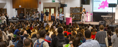 On October 24, Career Services organized the #EuropaTeEspera event in which students and alumni of the University of Navarra learned about the benefits of the partnership with Jobteaser (Photo: Manuel Castells).