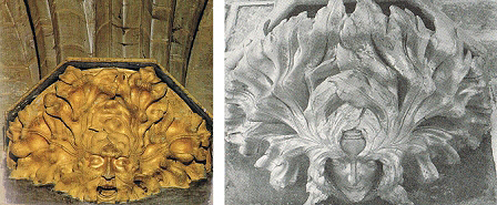 Corbels of the conference room capitular (Barbazana Chapel) of the Cathedral of Pamplona.