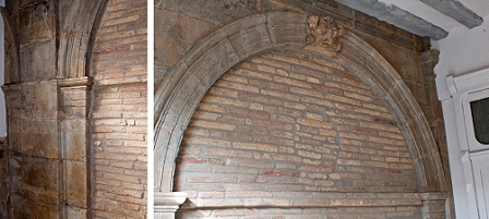 Blind arch appeared inside portal, with traces of oval and rectangular window.