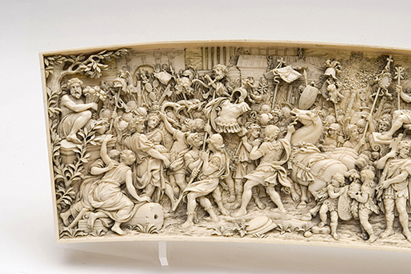 Detail of the ivory plaque. Left half