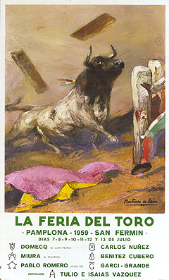 Poster of the First Pamplona Bullfighting Fair, Andrés Martínez de León, 1959