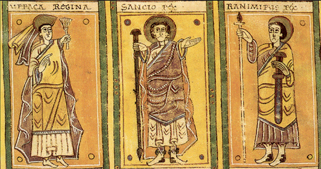 The kings Sancho II Abarca and Queen Urraca Codex Albeldense. Late 10th century