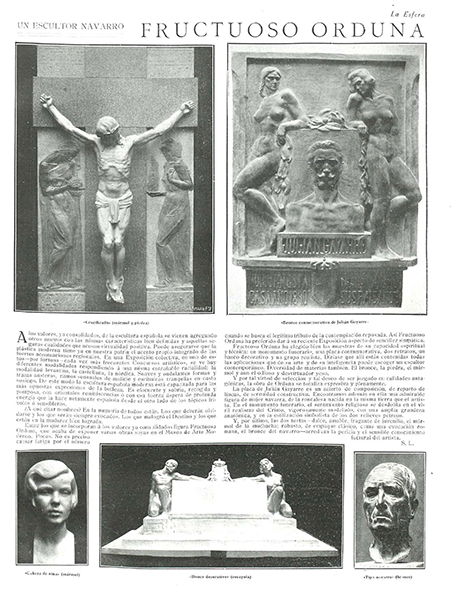 "A sculptor from Navarre. Fructuoso Orduna", La Esfera, nº 524, 19-1-1924, p. 15.