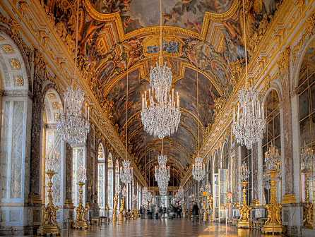 An extraordinary example of the taste for appearance, the monumental and the surprising can be found in the Hall of Mirrors at Versailles.