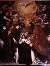 Imposition of the necklace on the saint, by Orrente in the Descalzos of Corella.