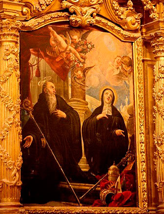 Canvas by José Ximénez Donoso with St. Benedict and St. Scholastica. Former convent of the Encarnación de Corella