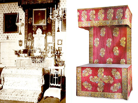 Left: chapel of the house of the Marquises of the Royal Defence-Counts of Guenduláin, Right: canopy of the aforementioned chapel (18th century)