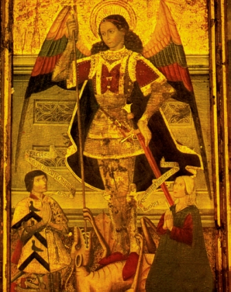 Saint Michael with the Lords of Barillas as donors. Main altarpiece of Barillas
