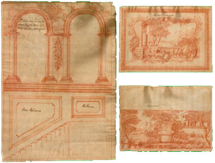 Anonymous sketches of paintings for the stairwell and the skirting boards in the Town Hall 