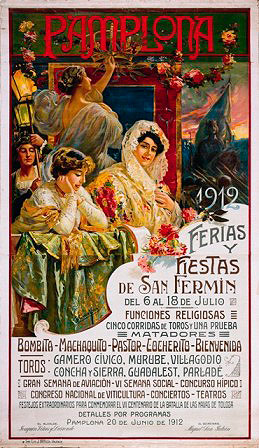 Poster of the 1912 San Fermín festivities