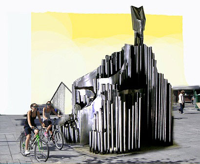 project of the "Monument to San Fermin". Yellow montage Antonio Eslava