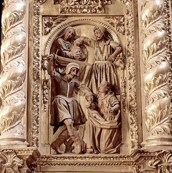 Relief of the Slaughter of the Holy Innocents on the altarpiece of Santa Catalina