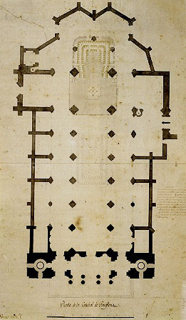 Ochandátegui's plan for the interior renovation of the Pamplona Cathedral in 1800.