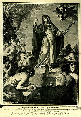 Engraving by Pietro Leone Bombelli of Sister Mary missionary