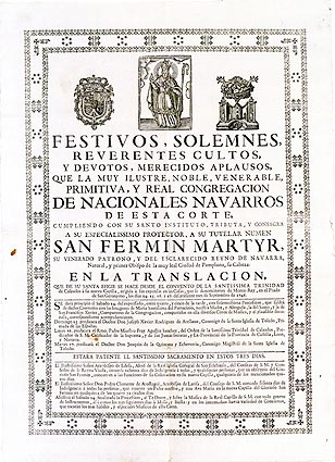 Poster of the festivities held on the occasion of the transfer of the Royal Congregation to the chapel of Prado de San Jerónimo.