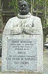 Monument to Hemingway next to the placede Toros in Pamplona