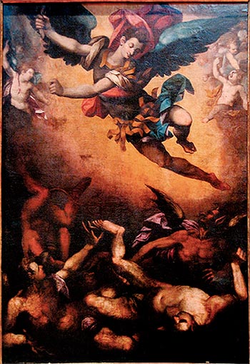 Canvas of St. Michael expelling the devil and rebellious angels