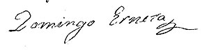 signature of Domingo Erneta in his Ego