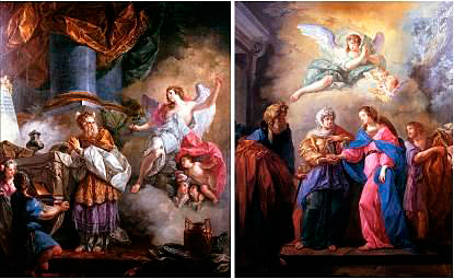 Canvases of the advertisementof the Angel to Zechariah and the Visitation of the Virgin to St. Elizabeth