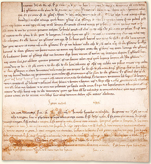 Alfonso the Battler grants the regional law of Jaca to San Saturnino de Pamplona. AGN, COMPTOS, Documents, box 1, no. 19.