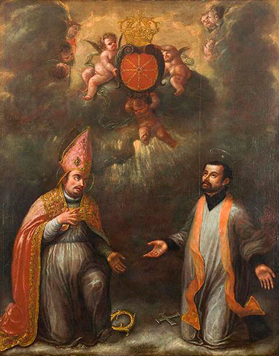 Saint Fermin and Saint Francis Xavier, patrons of Navarre. Ignacio Abarca y Valdés, 1696.