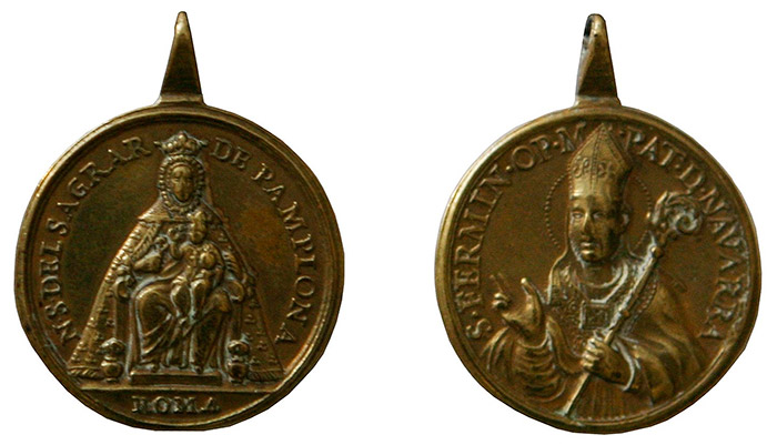 The Roman medal of Saint Fermin and the Virgin of the Tabernacle (1731)