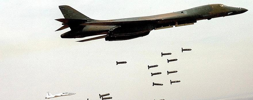 A B-1B Lancer unleashes cluster munitions [USAF].