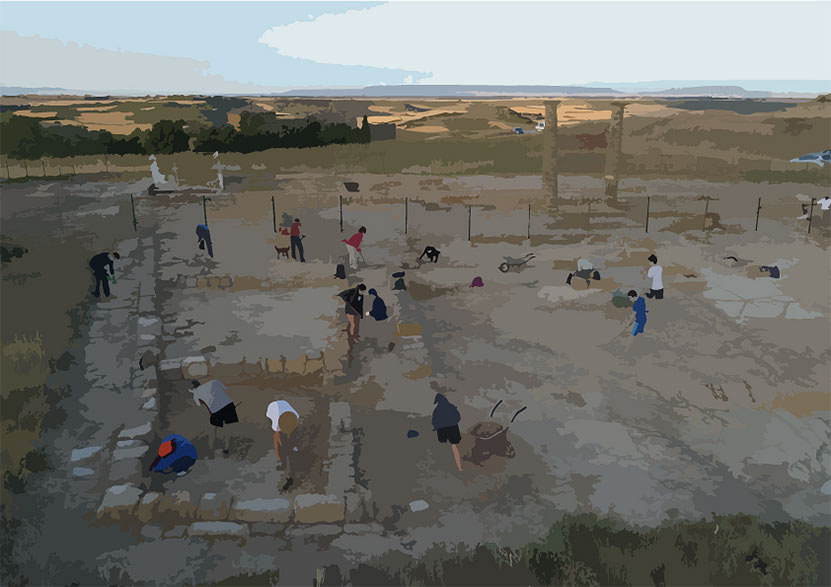 Snapshot of the excavation of Los Bañales de Uncastillo, in the 2020 campaign.